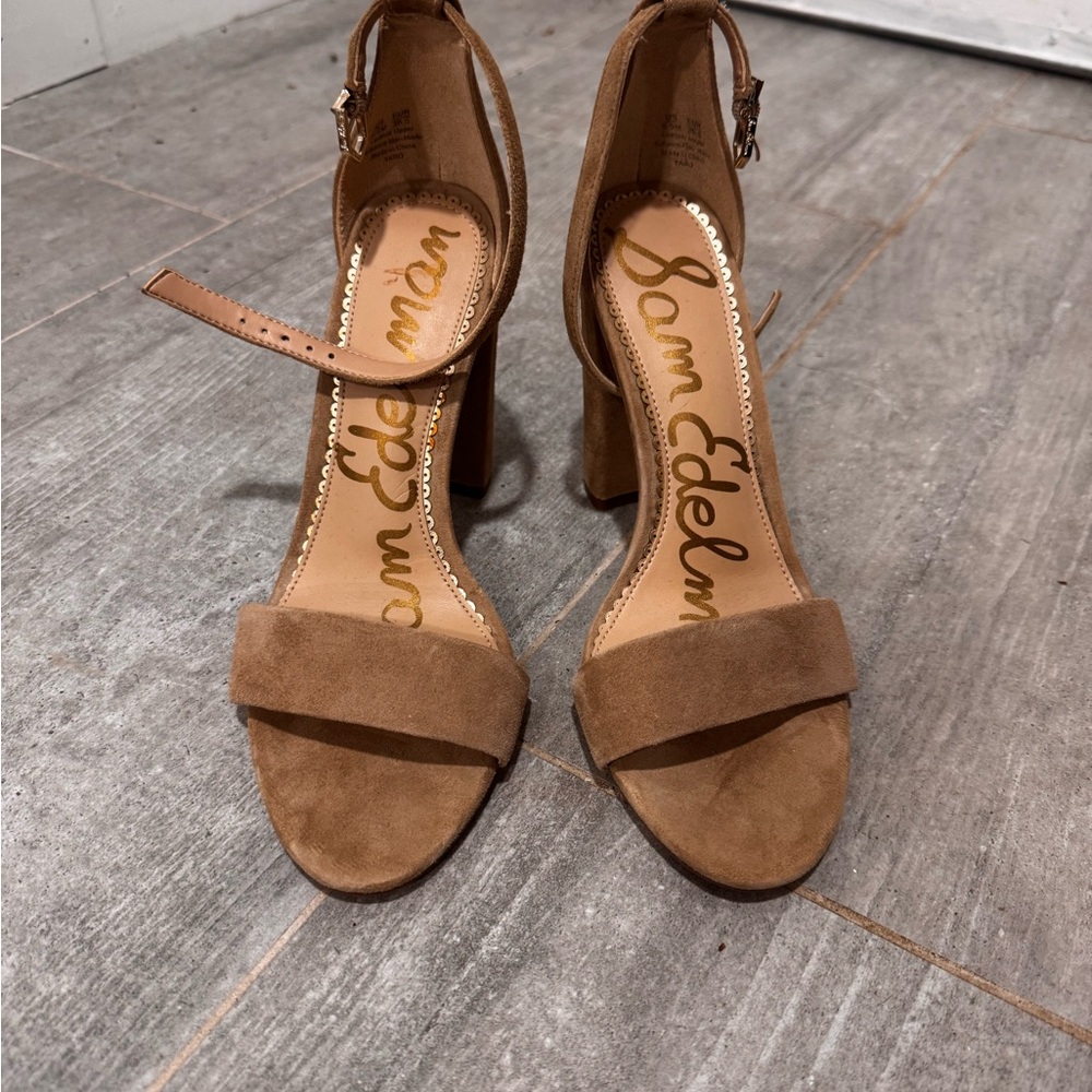 Sam Edelman Tan Suede Block Heel Sandals